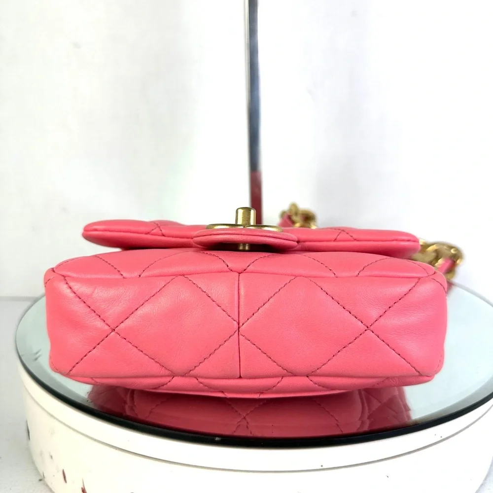CHANEL MINI RECTANGULAR FLAP BAG PINK LAMBSKIN GHW - Picture 6 of 11